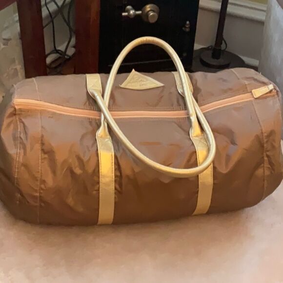 Y2K VTG *GUESS* Bronze Gold Weekender Overnight School Duffle Bag - Picture 6 of 12